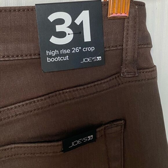 NWT Hudson Jeans ‘Noa’ “Cocoa Bean” Brown High-Rise Straight Crop Jeans Size 31 - Picture 7 of 8